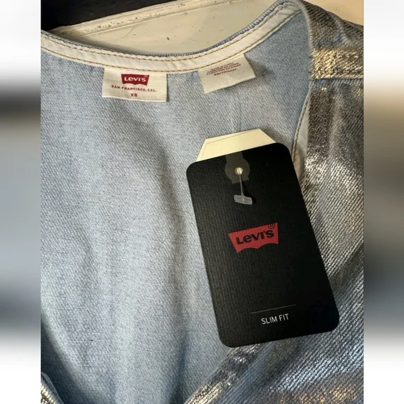 Levi's Mona Metallic Denim Corset Vest NWT Size XS - Picture 3 of 5